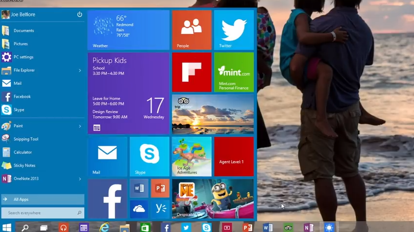 windows 10 features - start menu